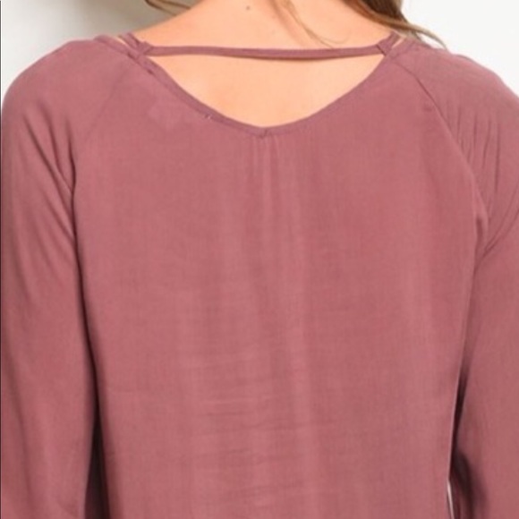 ❌DONATED❌Brick Mauve Tie Front Surplice Tunic Top - Picture 5 of 12